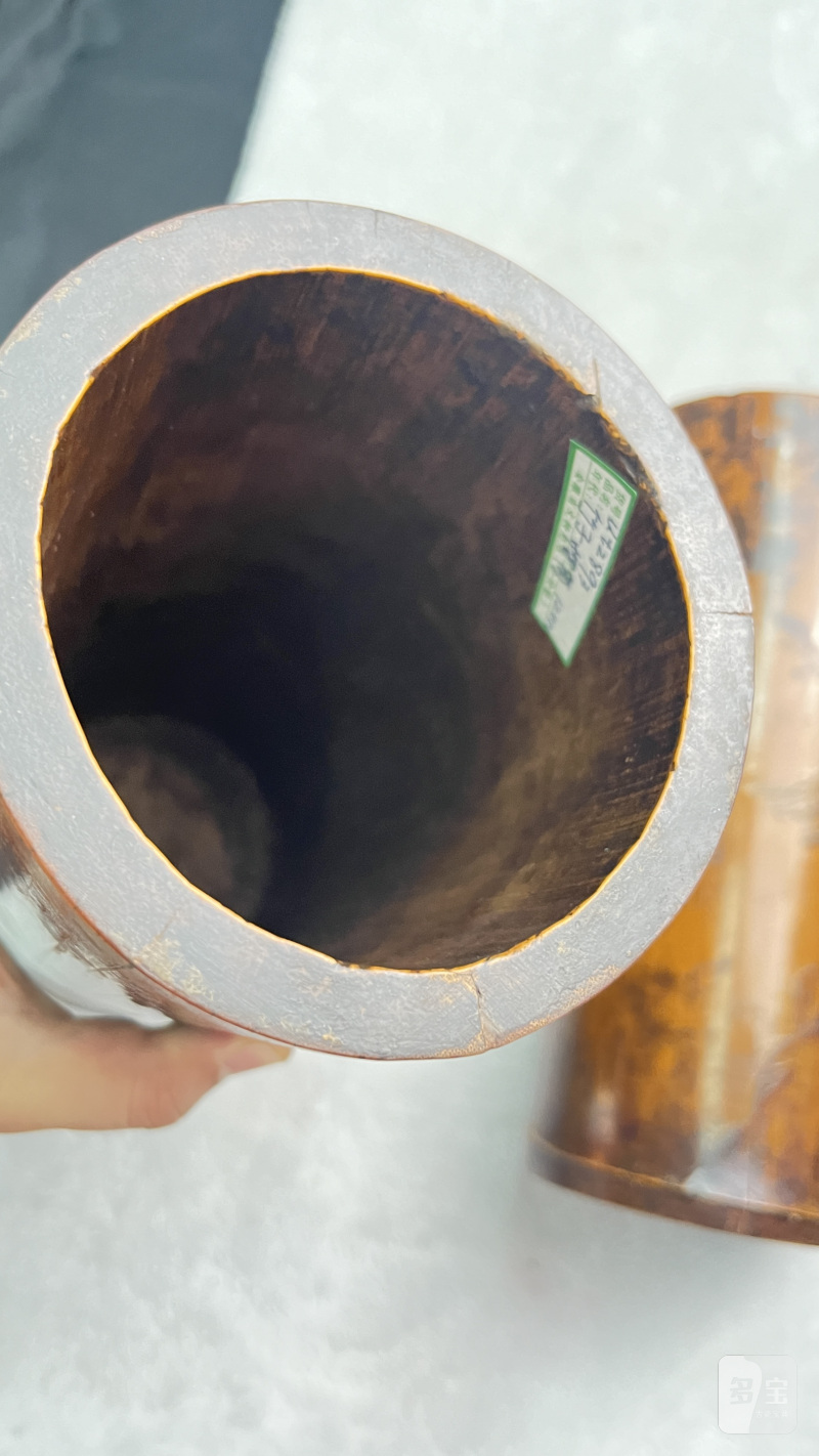 竹刻山水人物帽筒一对 - 图6